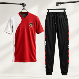 Set Jersey Olahraga Lengan Pendek Garuda + Celana Training Don't Quit