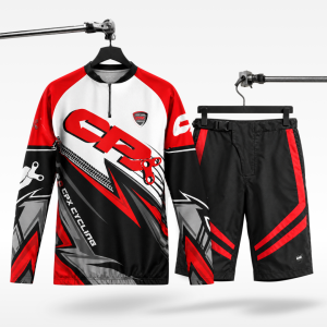 Set Jersey Sepeda MTB XC CPX Merah + Celana Sepeda MTB Optimus