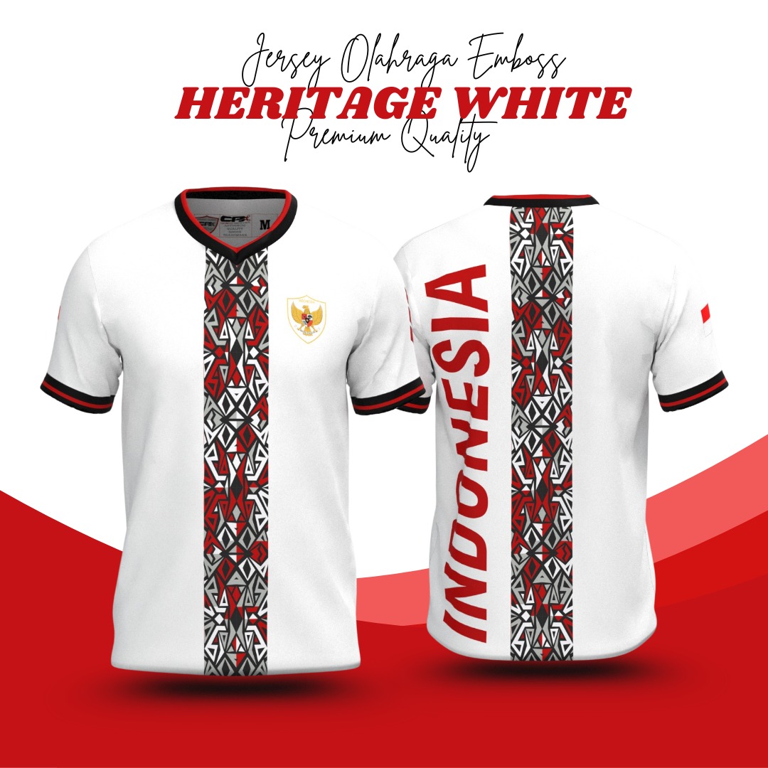 Jersey Olahraga Lengan Pendek Heritage White - Gambar 3